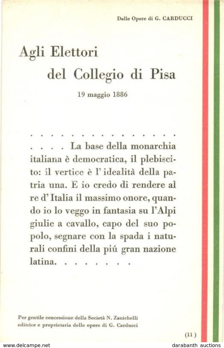 ** T1/T2 Carducci Operas, Italian Patriotic Propaganda, Agli Elettori Del Collegio Di Pisa - Non Classificati