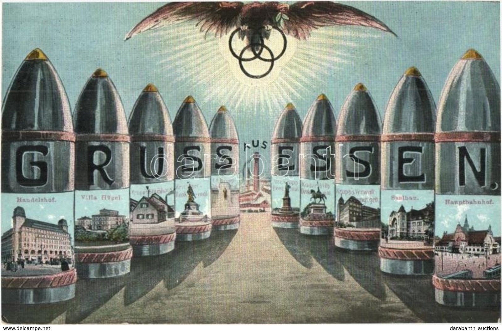 * T2 Essen, Krupp Factory Advertisement Card With Town-view Pictres - Non Classificati