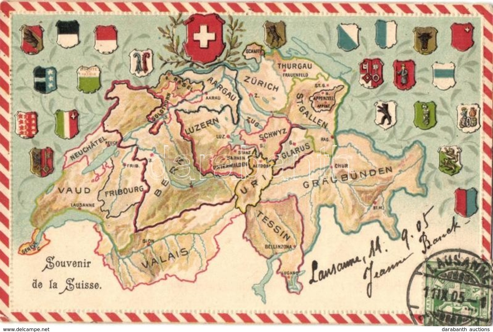 T2 Souvenir De La Suisse / Map Of Switzerland, Emb. - Non Classificati