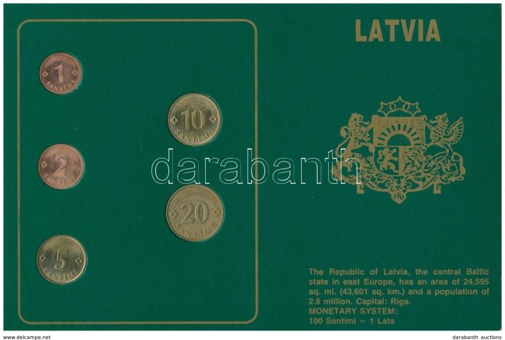 Lettország 1992. 1S-20S (5xklf) Forgalmi Sor Karton Díszcsomagolásban T:1
Latvia 1992. 1 Santims - 20 Santimu (5xdiff) C - Non Classificati