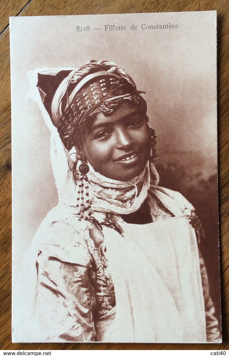 MODA VOLTO DI DONNA  Di Colore  FILLETTE DE CONSTANTINE   CARTOLINA  FOTO D'EPOCA  BIANCO E NERO - Photographs