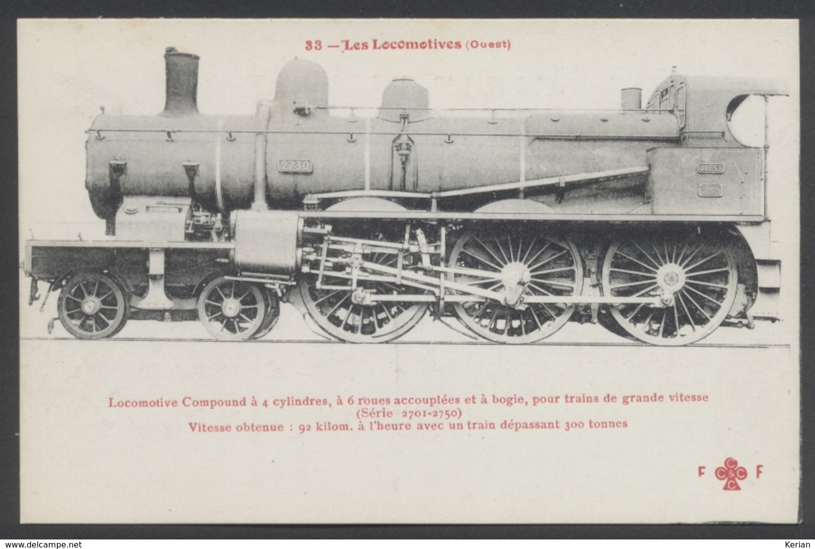 F. Fleury - Les Locomotives N°33 - OUEST - Machine N° 2730 De Type 230 - Voir 2 Scans - Eisenbahnen