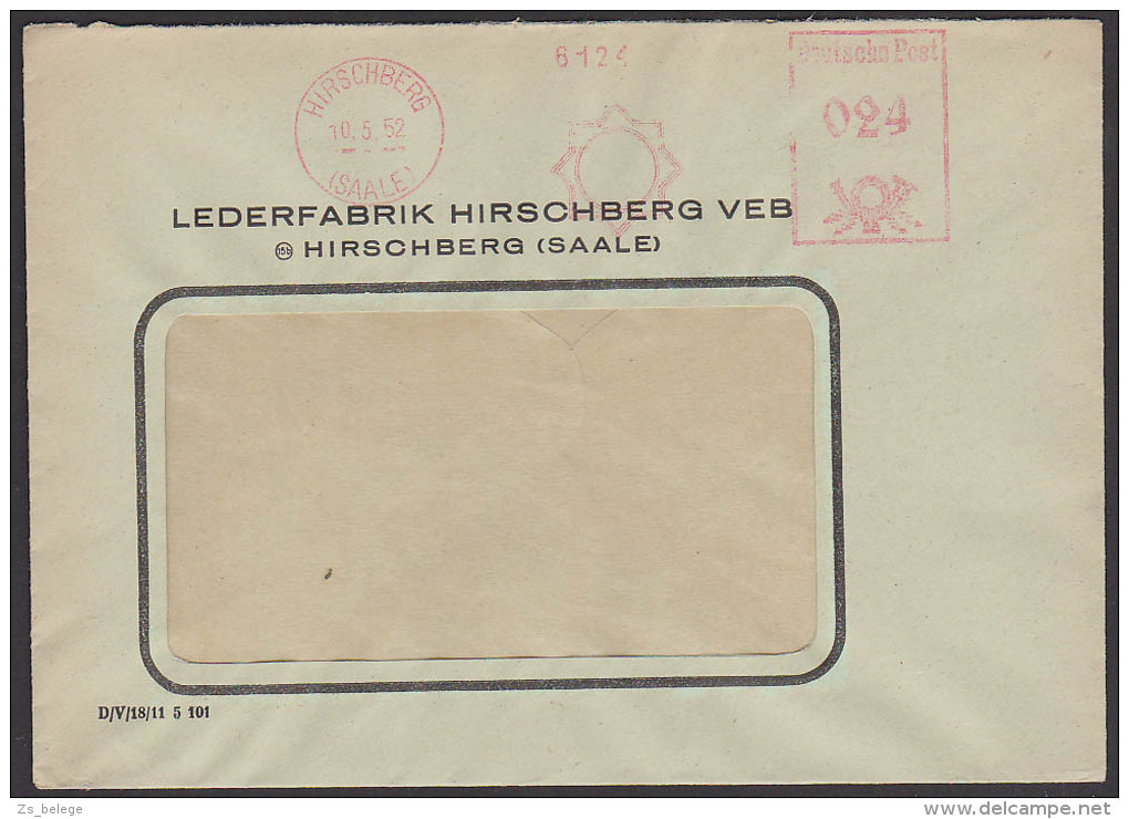 Deutschland Hirschberg (Saale) Lederfabrik AFS 1952 - Lettres & Documents
