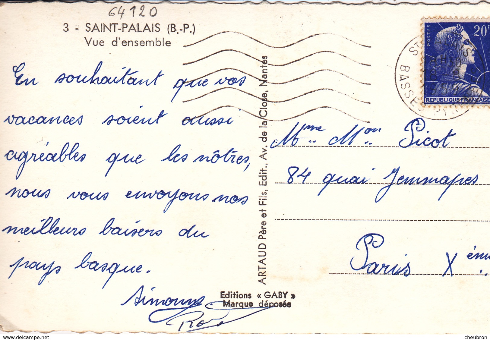 64. SAINT PALAIS. RARETÉ .VUE D'ENSEMBLE. ANNEE 1959 + TEXTE - Saint Palais