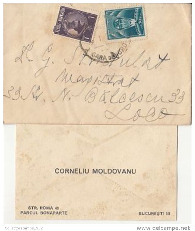 71431- AVIATION, KING CHARLES 2ND, STAMPS ON LILIPUT COVER AND BUSINESS CARD, RAILWAY STATION STAMP, 1936, ROMANIA - Covers & Documents