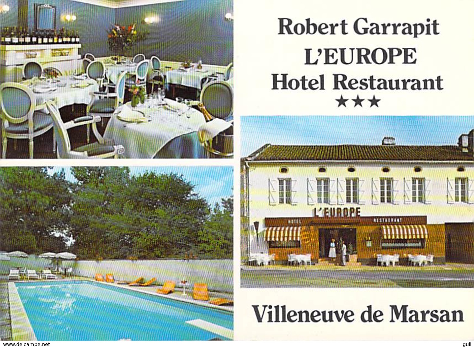 [40] Landes > VILLENEUVE DE MARSAN Robert Garrapit L'EUROPE Hôtel Restaurant -*PRIX FIXE - Villeneuve De Marsan