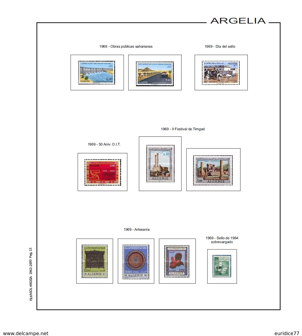 Suplemento Filkasol ARGELIA 1962-2001 - Montado Con Filoestuches HAWID Transparentes - Pré-Imprimés