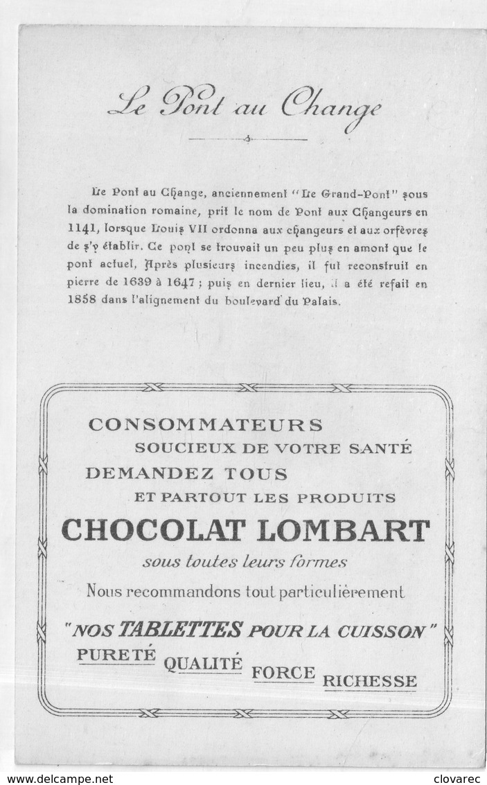 CHROMOS  "Edition Du CHOCOLAT LOMBART  "Le Pont Au CHANGE En 1350 - Lombart