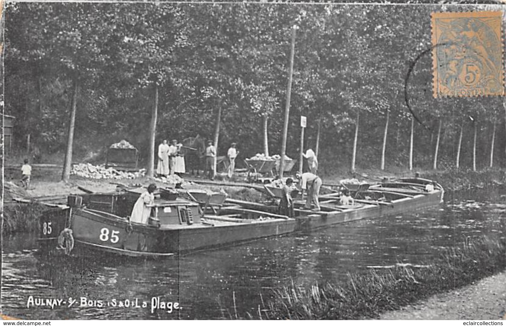 Aulnay Sous Bois    93  La Plage.   Péniche  Déchargement De Pierres - Aulnay Sous Bois