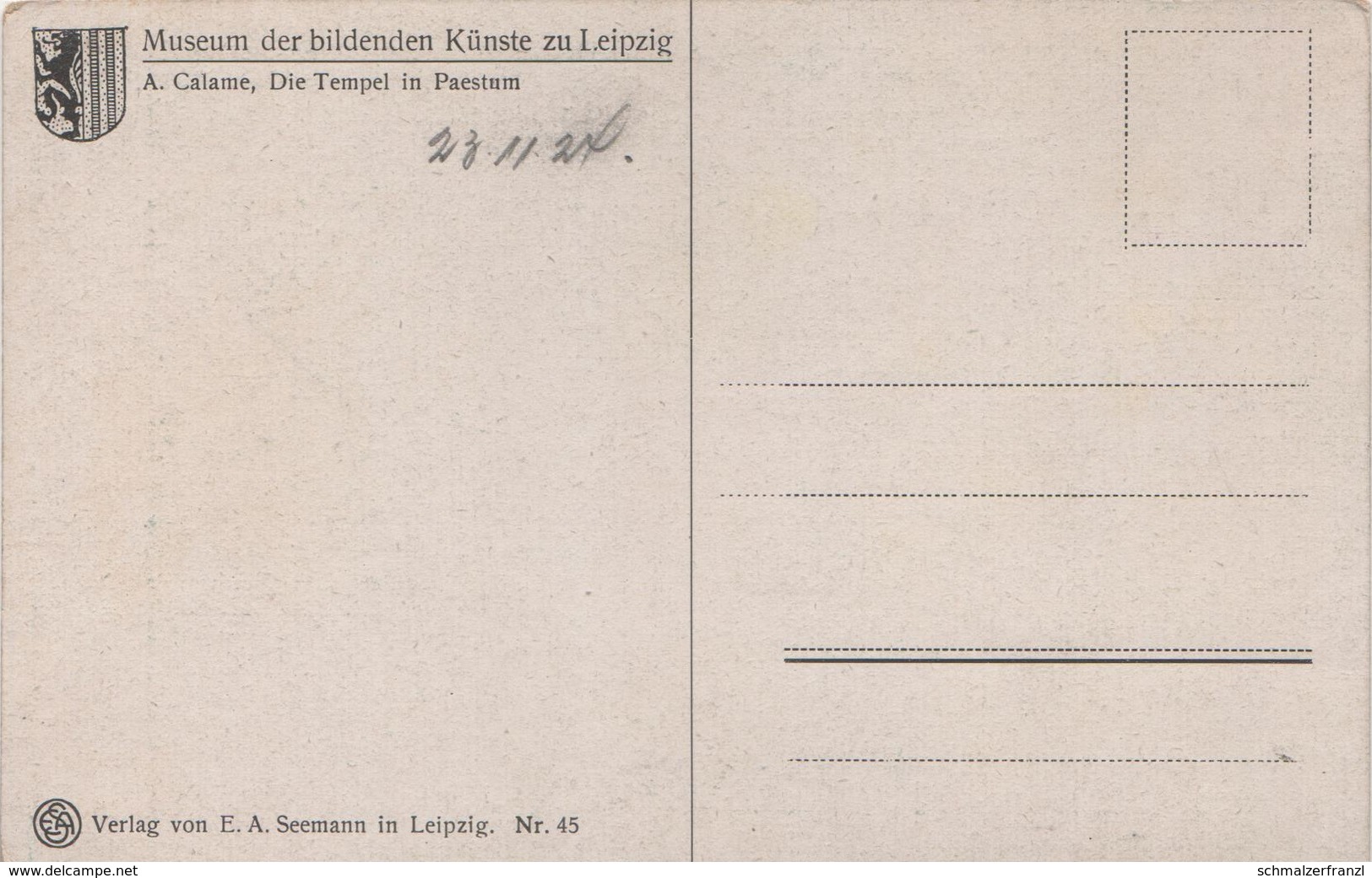 Künstlerkarte AK A. Calame Die Tempel In Paestum Museum Der Bildenden Künste Leipzig Kunst Art Malerei - 1900-1949