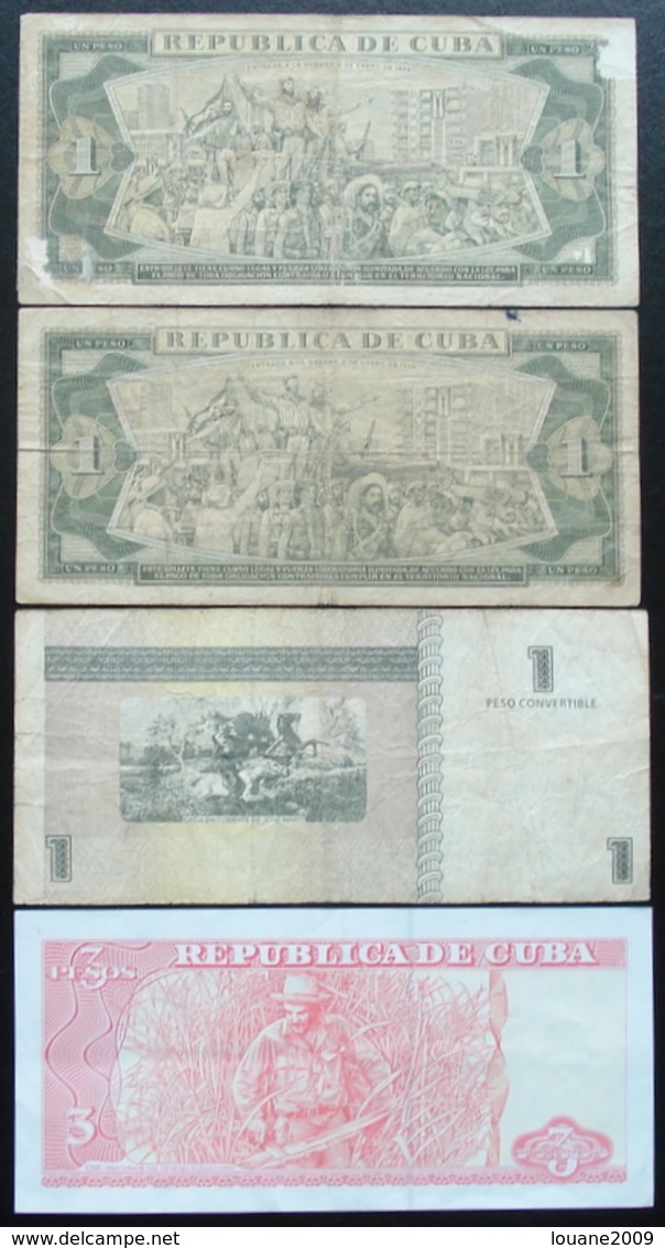 Cuba - 1 3 Pesos 1980 - 1961- 2006 - 2004 Lot 4 Billets - Cuba
