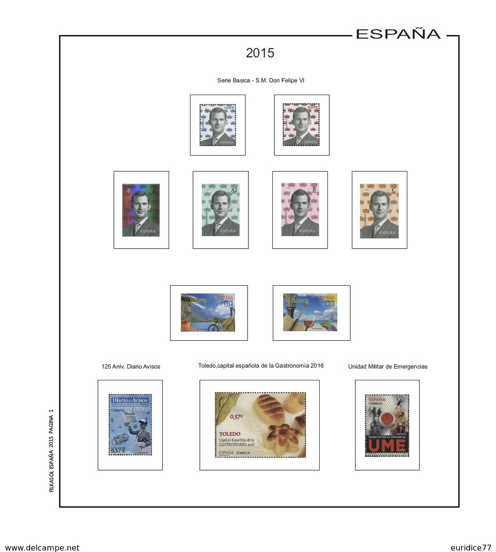 Suplemento Filkasol España 2016 - Montado Con Filoestuches HAWID Transparentes - Pre-Impresas