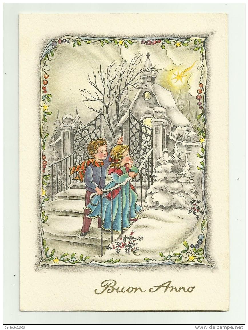 BIGLIETTO BUON ANNO BAMBINI  ILLUSTRATO BARNINI - CM. 15X10,5 - Autres & Non Classés