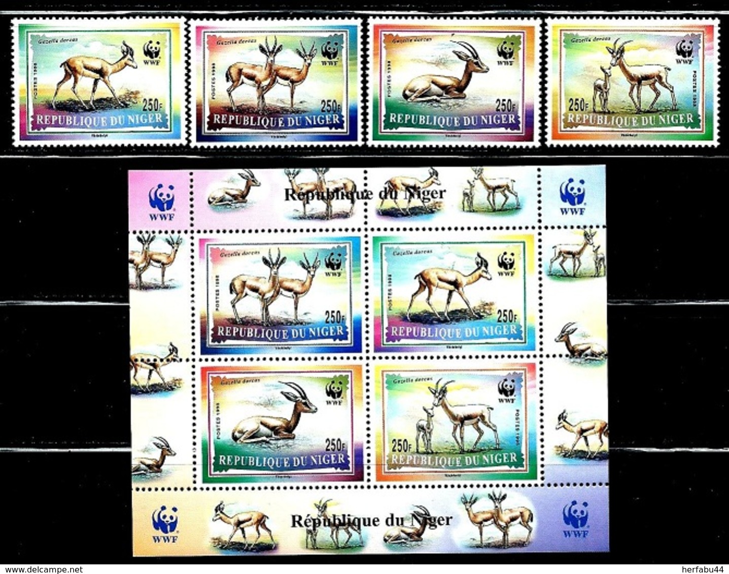 Niger   "Gazella Dorcas-WWF"     Set & Se-Tenant Block Of 4    SC# 983-86a   MNH  SCV$ 13.60 - Niger (1960-...)