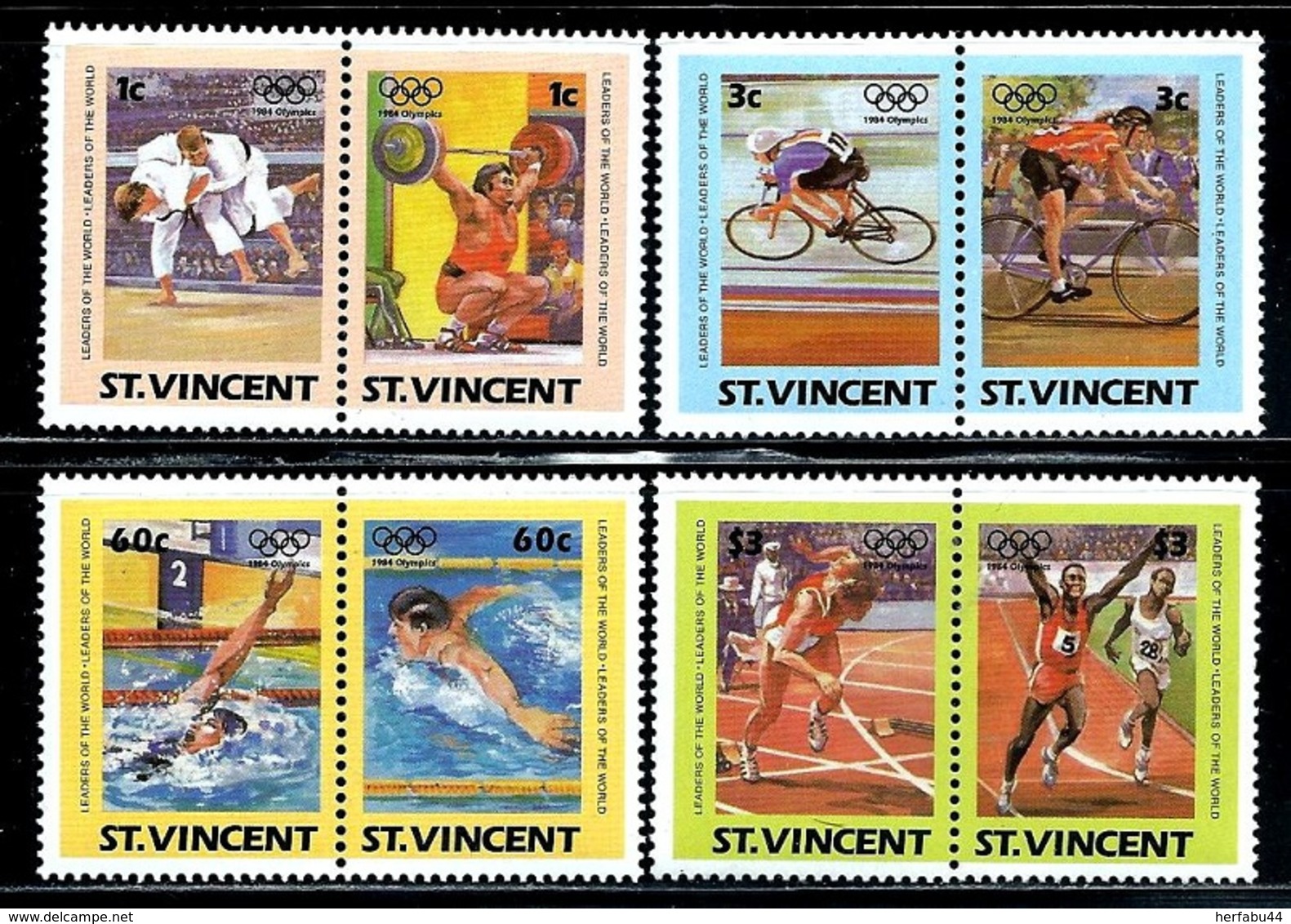 St. Vincent   "Olympic Games 1984"   Set  ( 4 Pair)    SC# 765-68   MNH - St.Vincent (1979-...)