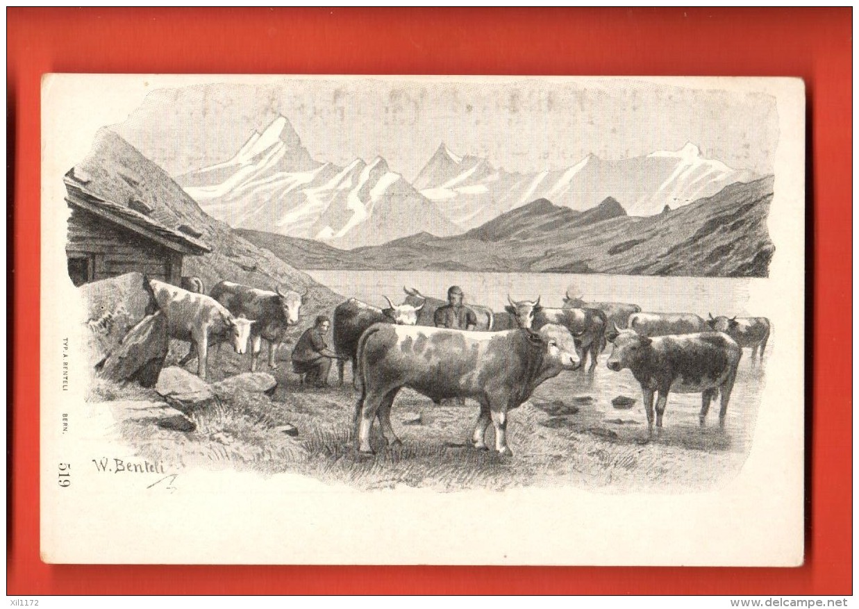 DA05-24 Litho, Irgendwo Im Berner Oberland, Von W. Benteli.  Typ.  Benteli Bern, Pionier, Nicht Gelaufen - Berne