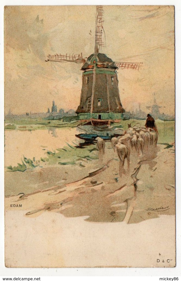 Pays-Bas---EDAM  ( Animée,moulins à Vent ) -- Illustrateur  H  Cassiens   D & Cie - Edam