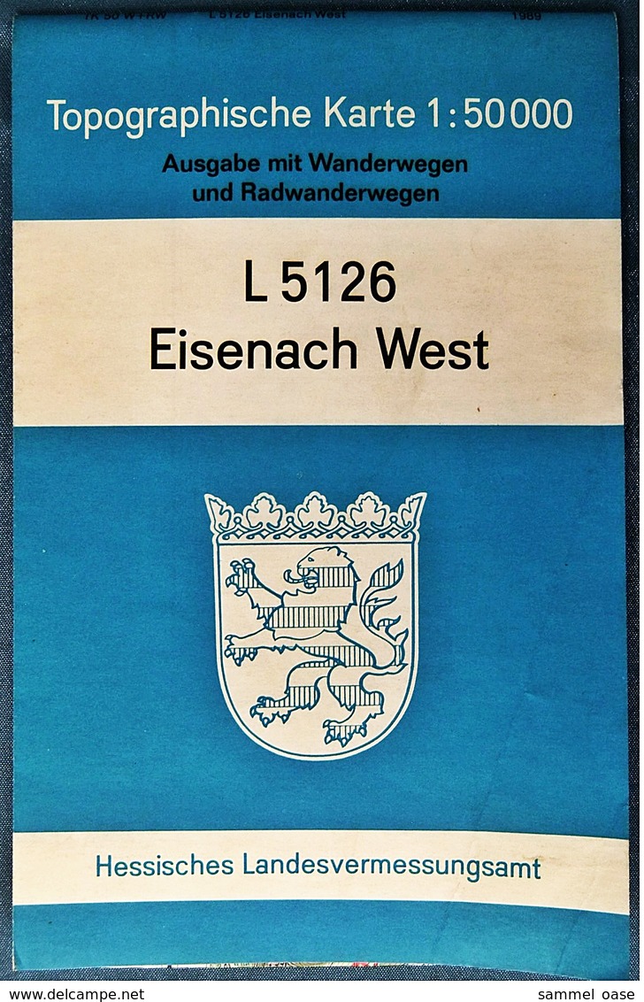 Topographische Karte / Wanderkarte  -  Eisenach West L 5126  -  Ca. 59,5 X 56,5 Cm  -  1989 - Topographische Karten