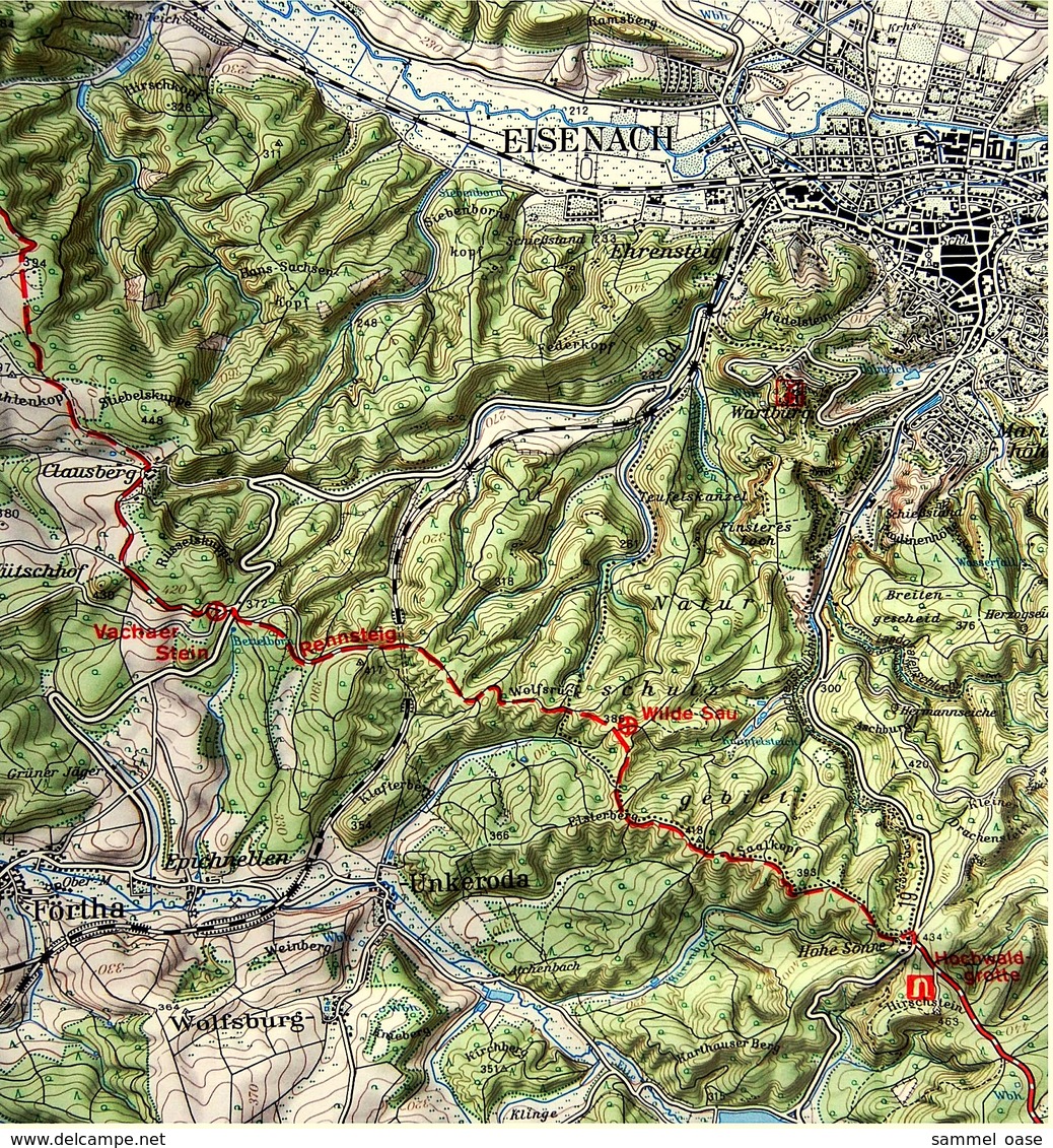 Topographische Karte / Wanderkarte  -  Eisenach West L 5126  -  Ca. 59,5 X 56,5 Cm  -  1989 - Topographische Karten