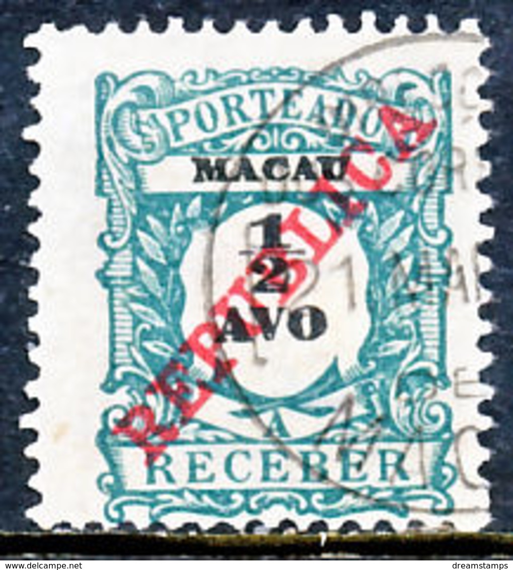 !										■■■■■ds■■ Macao Postage Due 1911 AF#12ø "REPUBLICA" Ovpt 1/2 Avo (x12019) - Postage Due