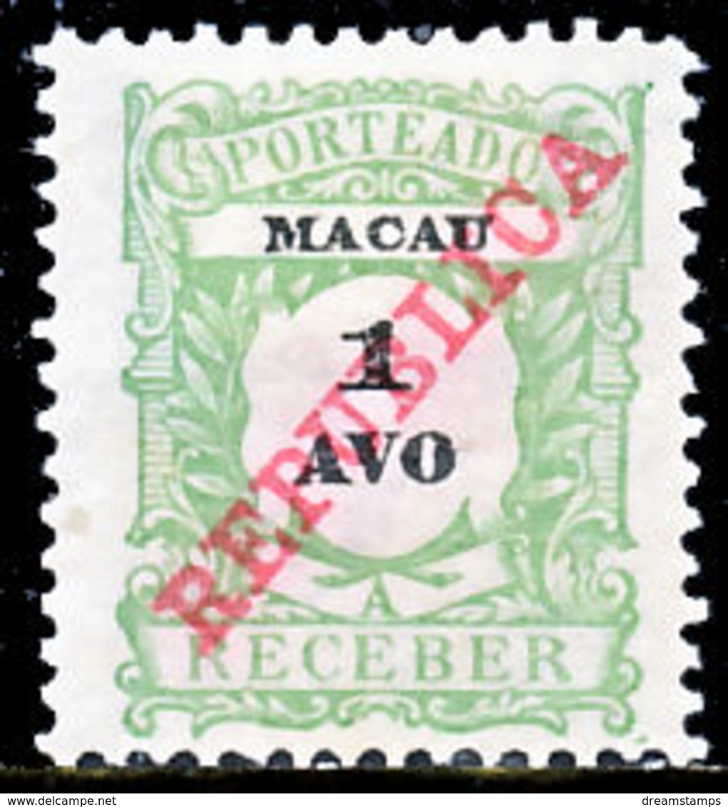 !										■■■■■ds■■ Macao Postage Due 1911 AF#13(*) "REPUBLICA" 1 Avo Plain (x12025) - Impuestos