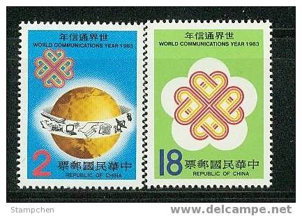 Taiwan 1983 Communication Year Stamps Map Computer Telecom Globe Satellite Plane Train Ship - Unused Stamps