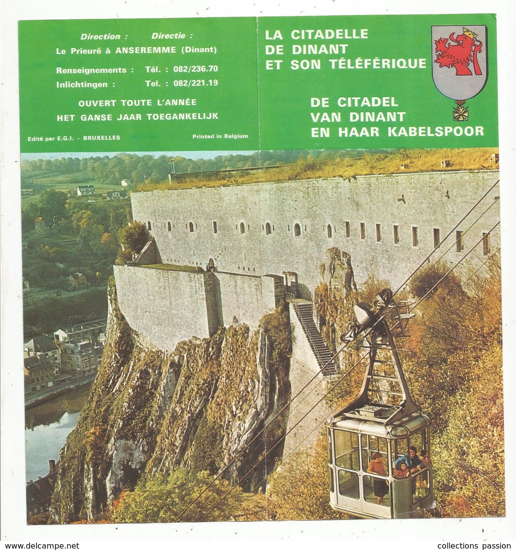 Dépliant Touristique + Tarif , Belgique , TELEFERIQUE ,la Citadelle De DINANT , 6 Pages , 4 Scans , Frais Fr 1.45 E - Dépliants Touristiques