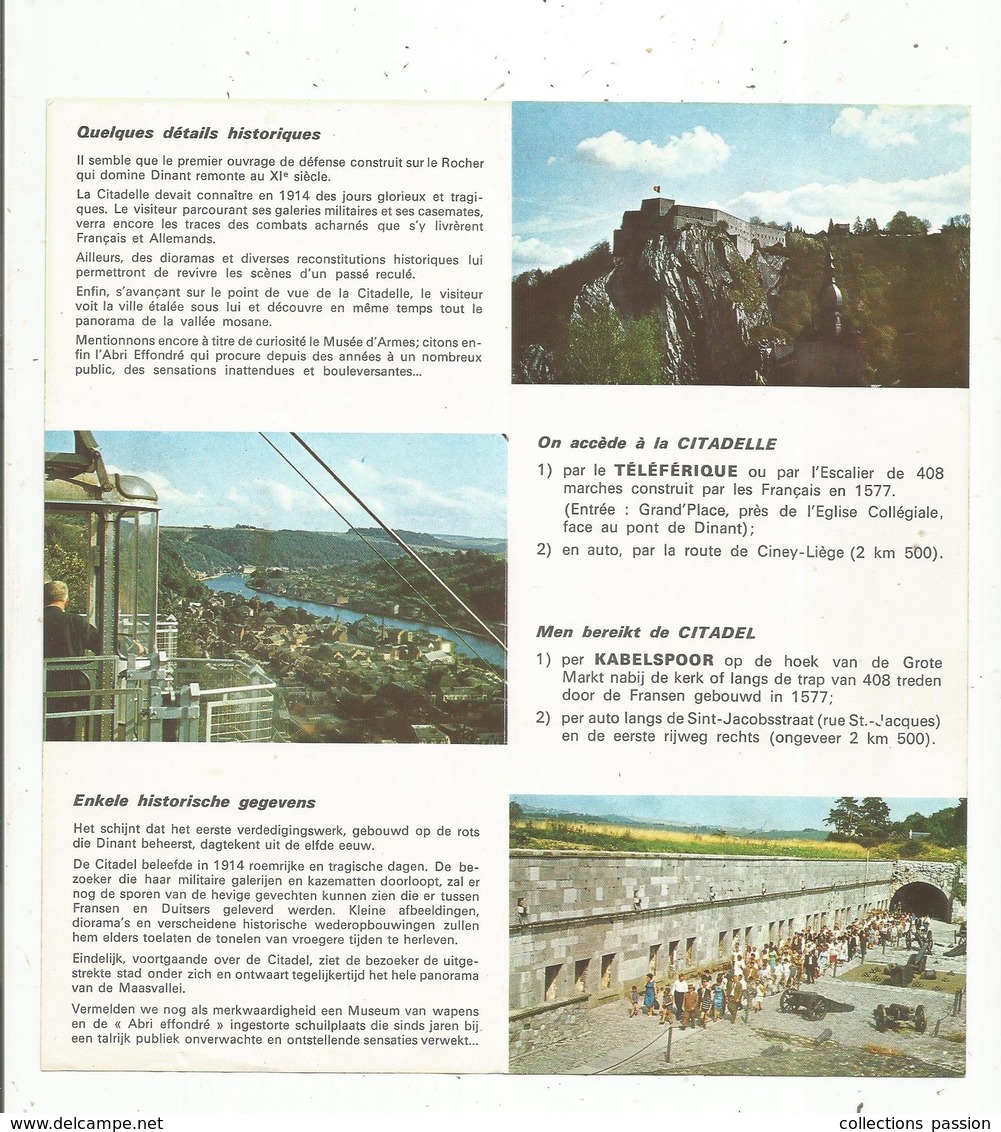 Dépliant Touristique + Tarif , Belgique , TELEFERIQUE ,la Citadelle De DINANT , 6 Pages , 4 Scans , Frais Fr 1.45 E - Dépliants Touristiques