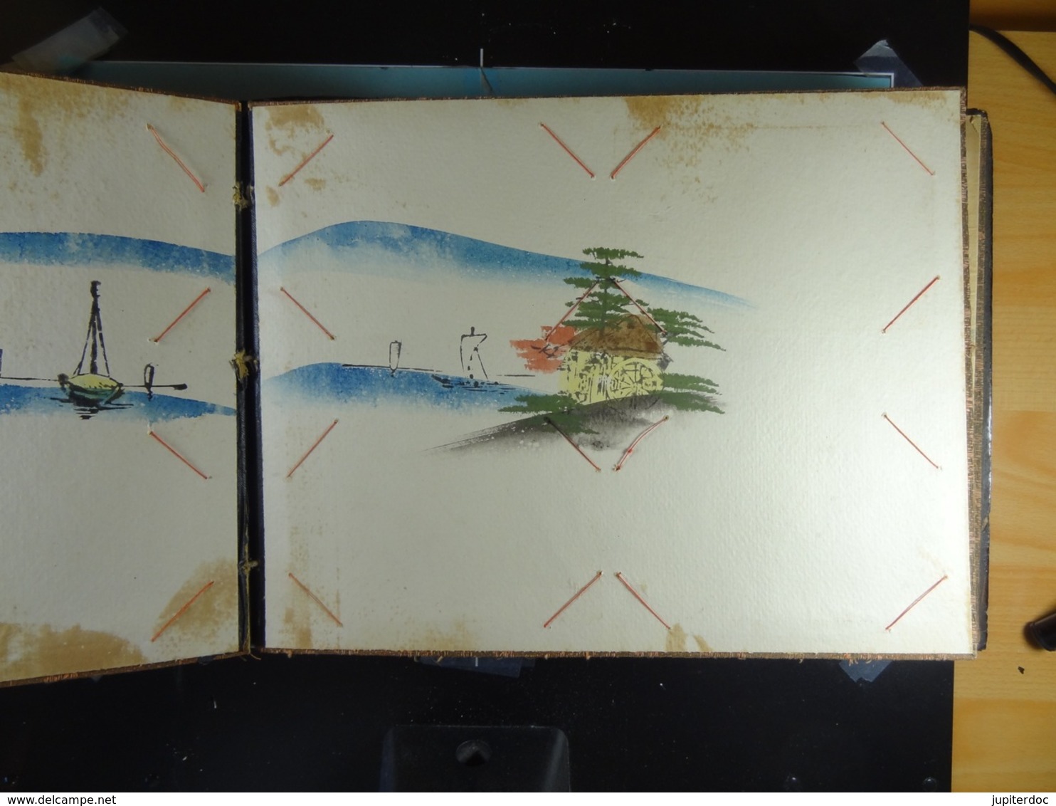 Album pour 72 CPA Style japonais Couverture laquée Pages en carton épais peintes à la main