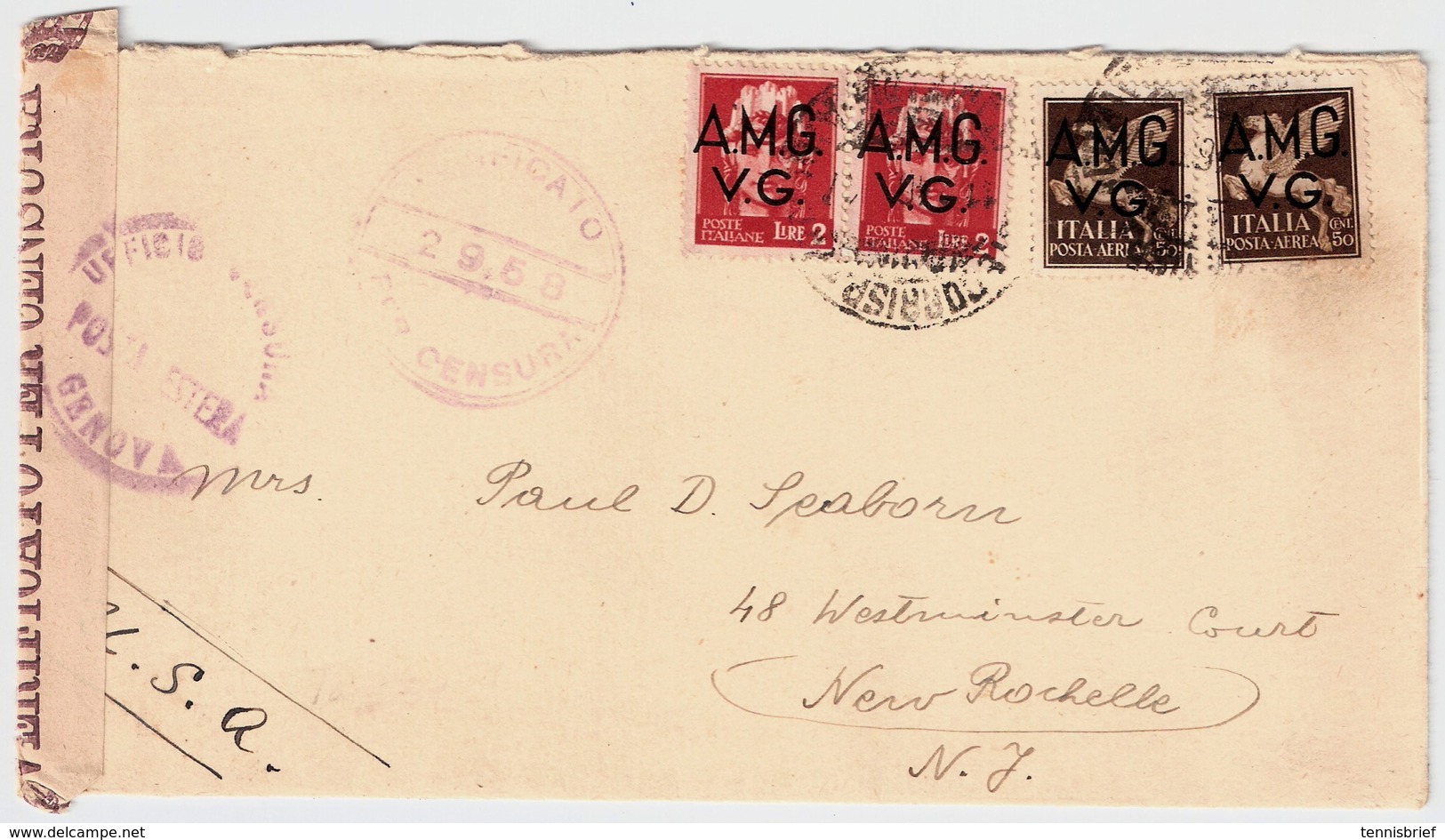 1946, Trieste Pour USA, Censura! , #8984 - Poststempel