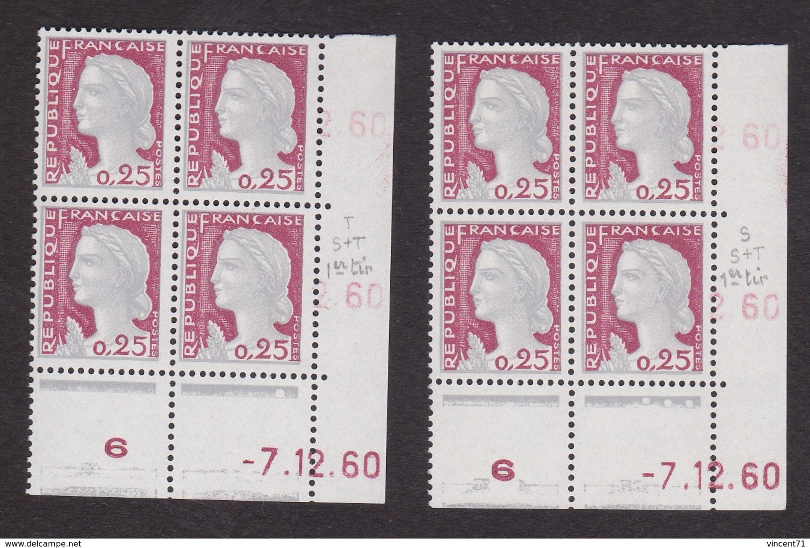 Coins Datés N° 1263 Marianne De DECARIS - Paire De Galvano - TB** - 1960-1969