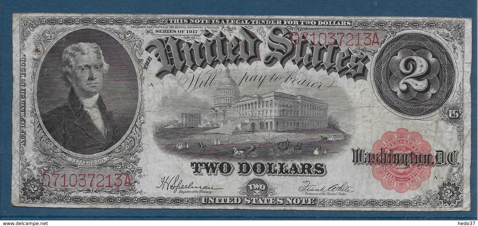 Etats Unis - 2 Dollars - 1917 - Pick N°188 - TB - Billets Des États-Unis (1862-1923)