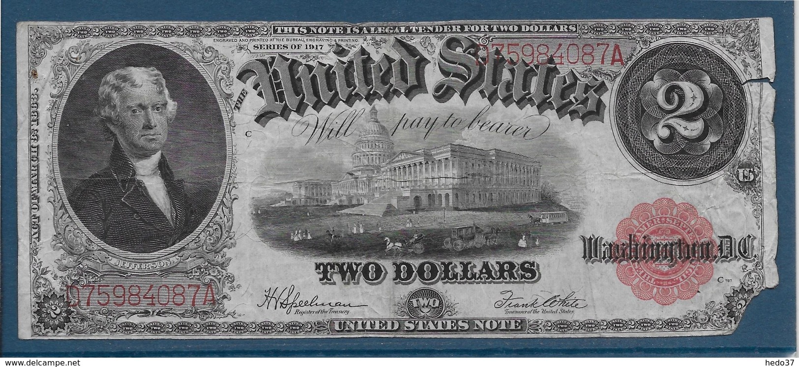 Etats Unis - 2 Dollars - 1917 - Pick N°188 - B - Billets Des États-Unis (1862-1923)