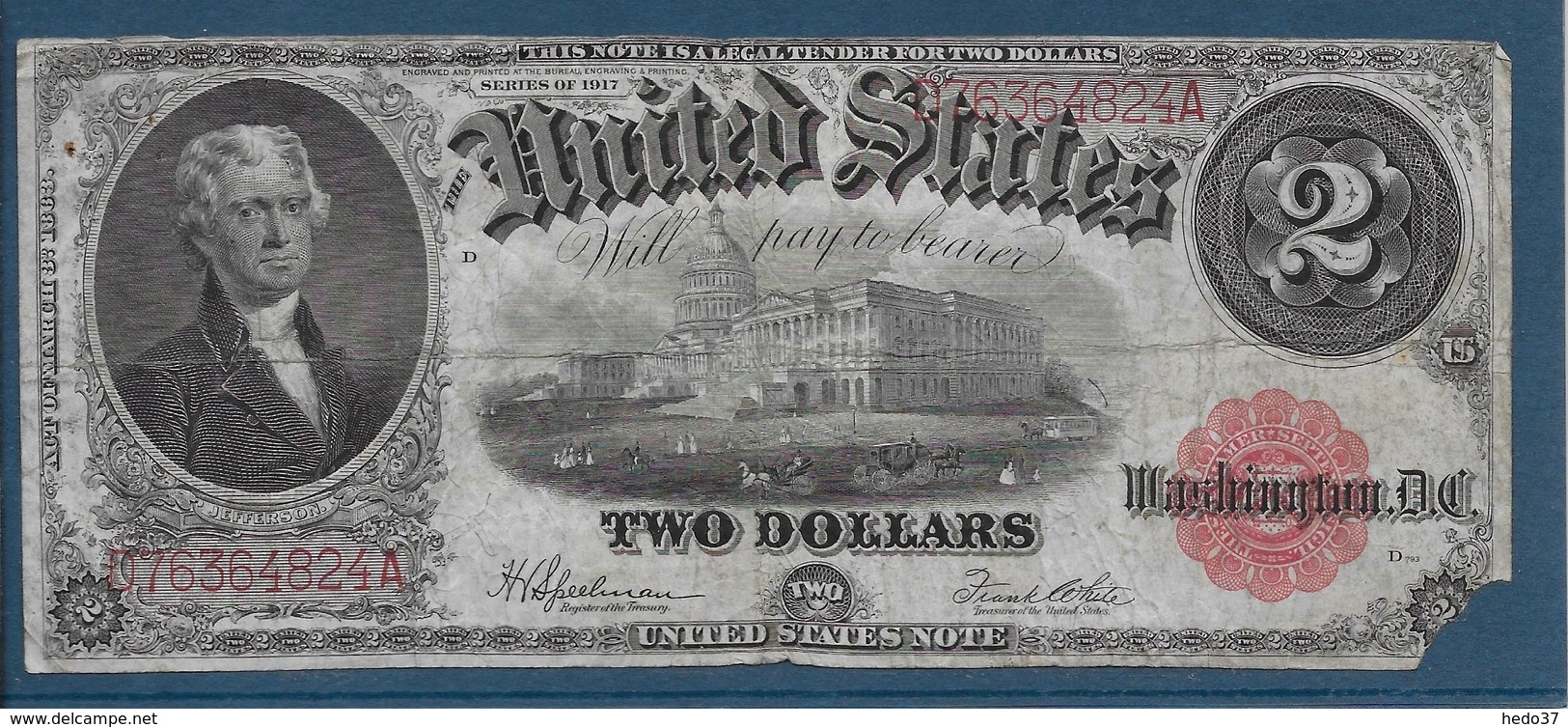 Etats Unis - 2 Dollars - 1917 - Pick N°188 - B - United States Notes (1862-1923)