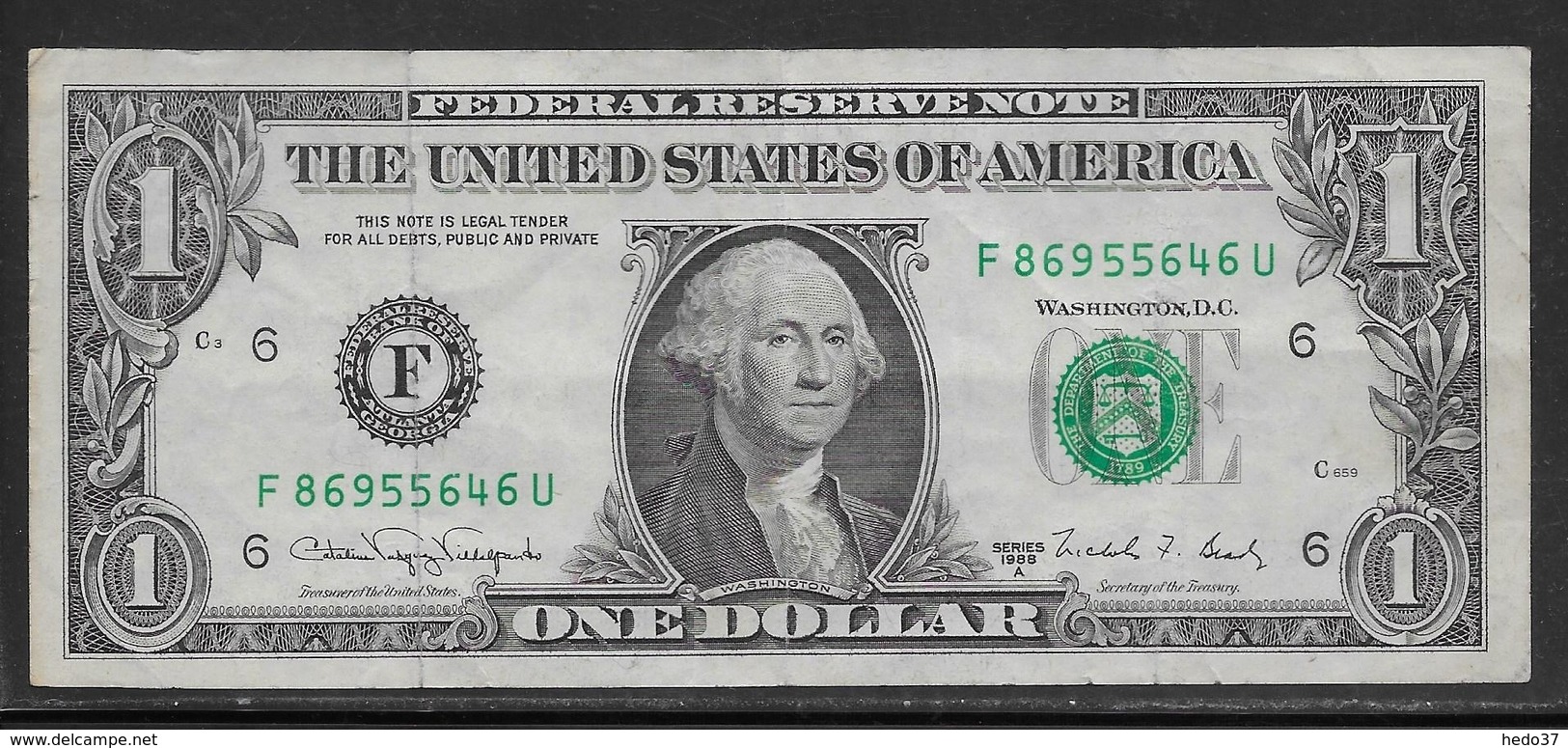 Etats Unis - 1 Dollar - 1988 - Pick N°480 - TTB - Federal Reserve Notes (1928-...)