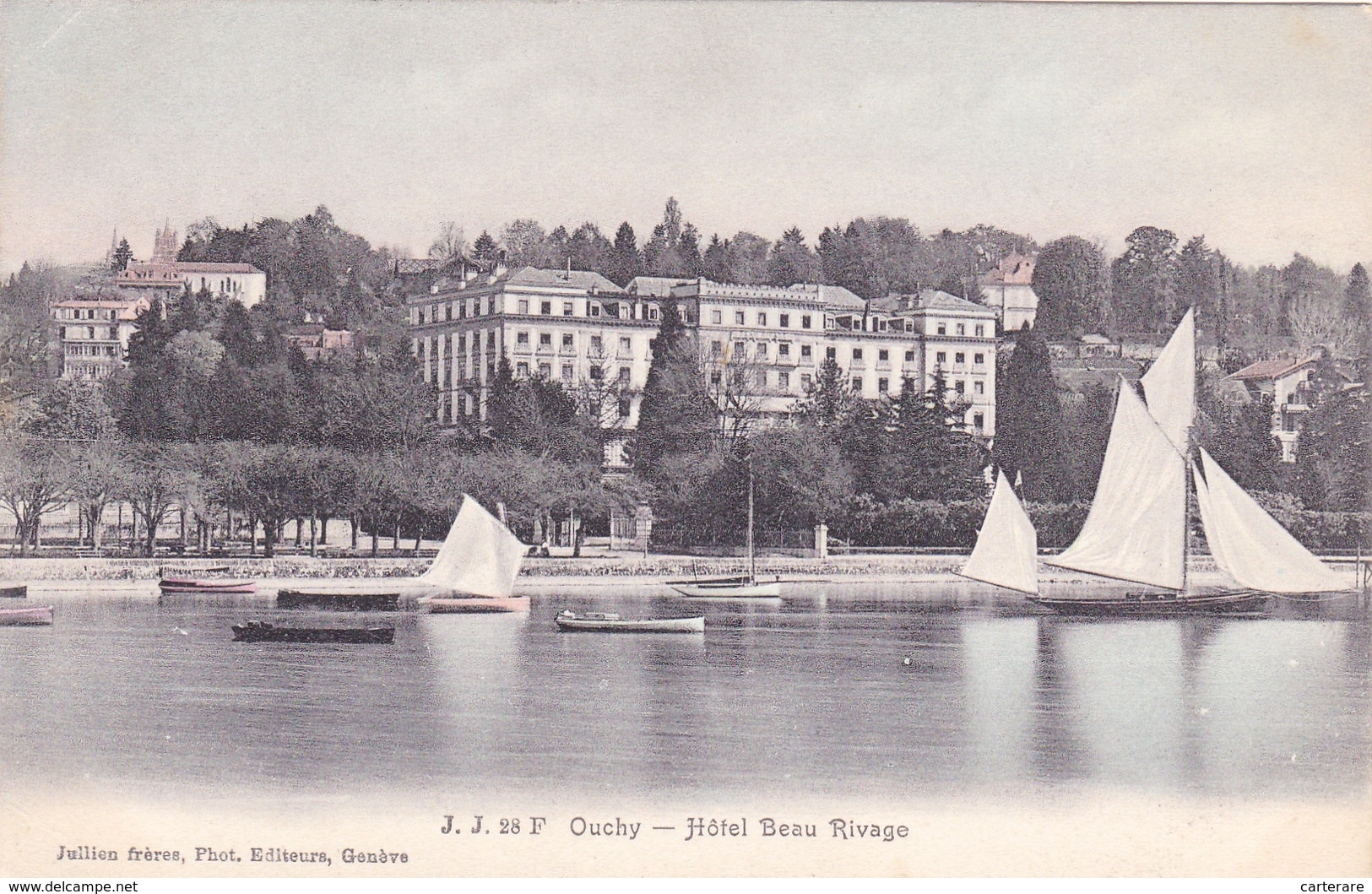 SUISSE,HELVETIA,SWISS,SCHWEIZ,SWITZERLAND,SVIZZERA ,VAUD,LAUSANNE,LOSANNA,OUCHY,port,bateau,HOTEL BEAU RIVAGE EN 1907 - Lausanne