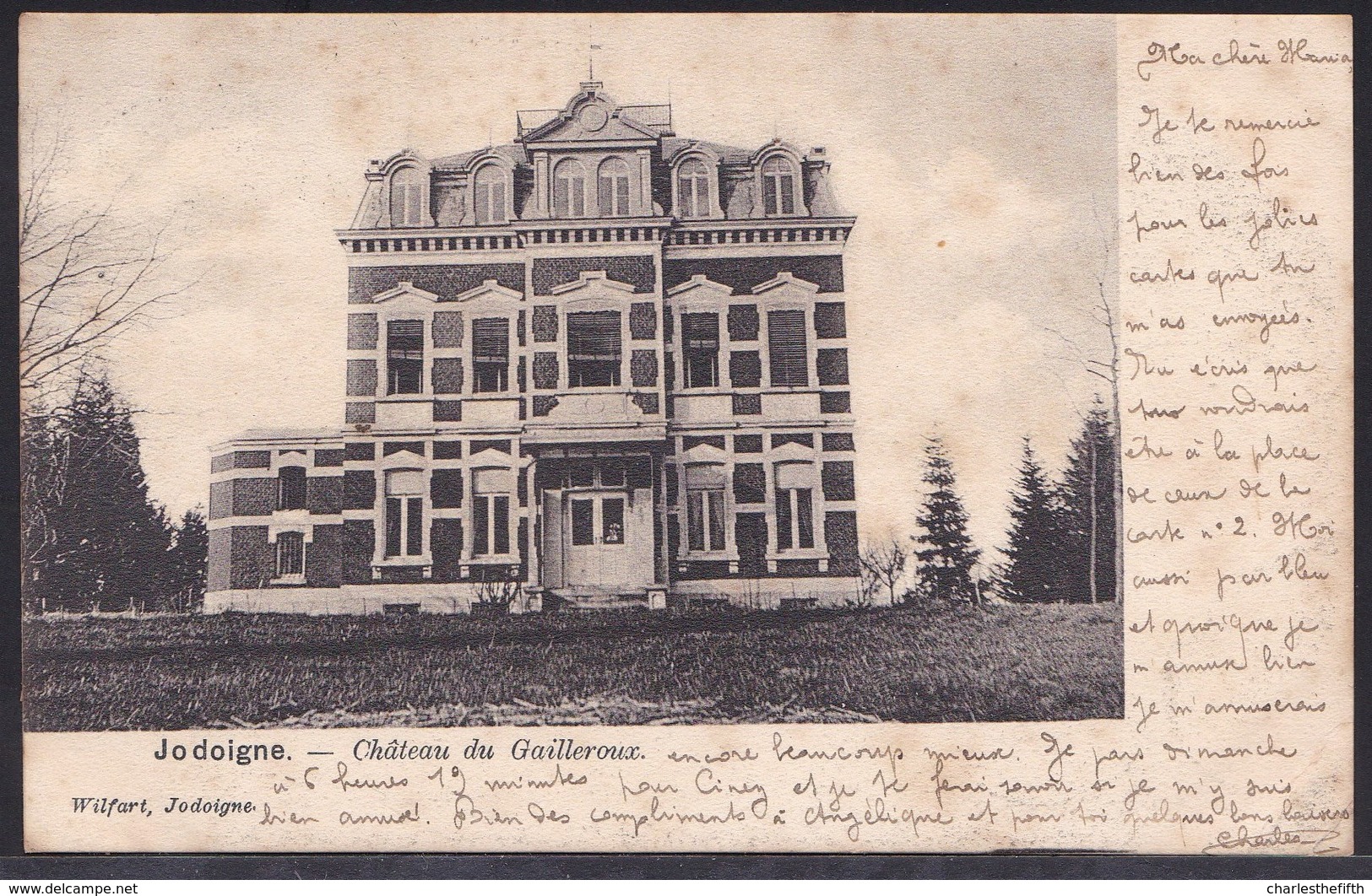 JODOIGNE 1902 - CHATEAU DE GAILLEROUX - Voir Dos Jodoigne Sur Armoiries Vers Tirlemont - Jodoigne