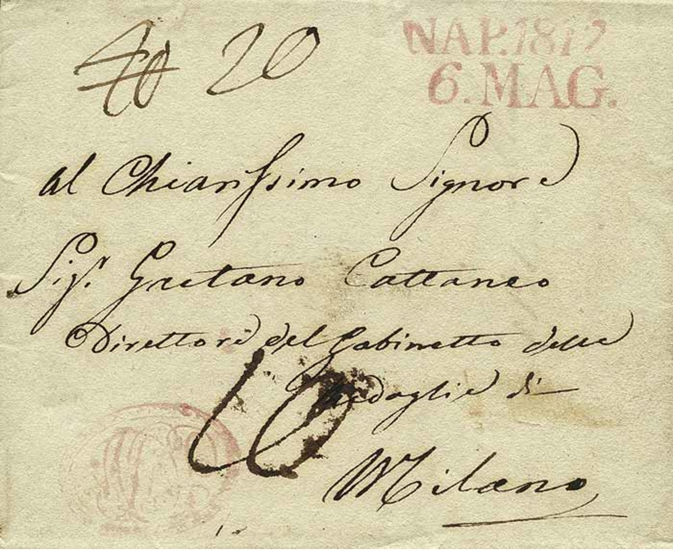 B Napoli - Da Napoli A Milano Del 6.5.1817 Con Tasse Varie - Buona Qualità - Foto - (56693F) - Other & Unclassified