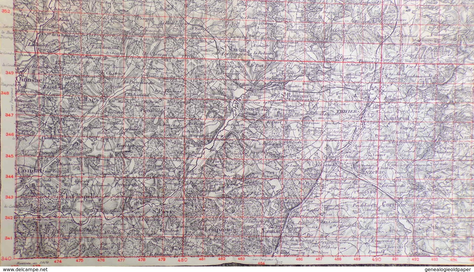 24- RARE CARTE 1909- VILLARS-THIVIERS-SAINT SULPICE EXCIDEUIL-SARRAZAC-JUMILHAC-CHALEIX-SAINT PARDOUX-QUINSAC-VAUNAC- - Topographical Maps