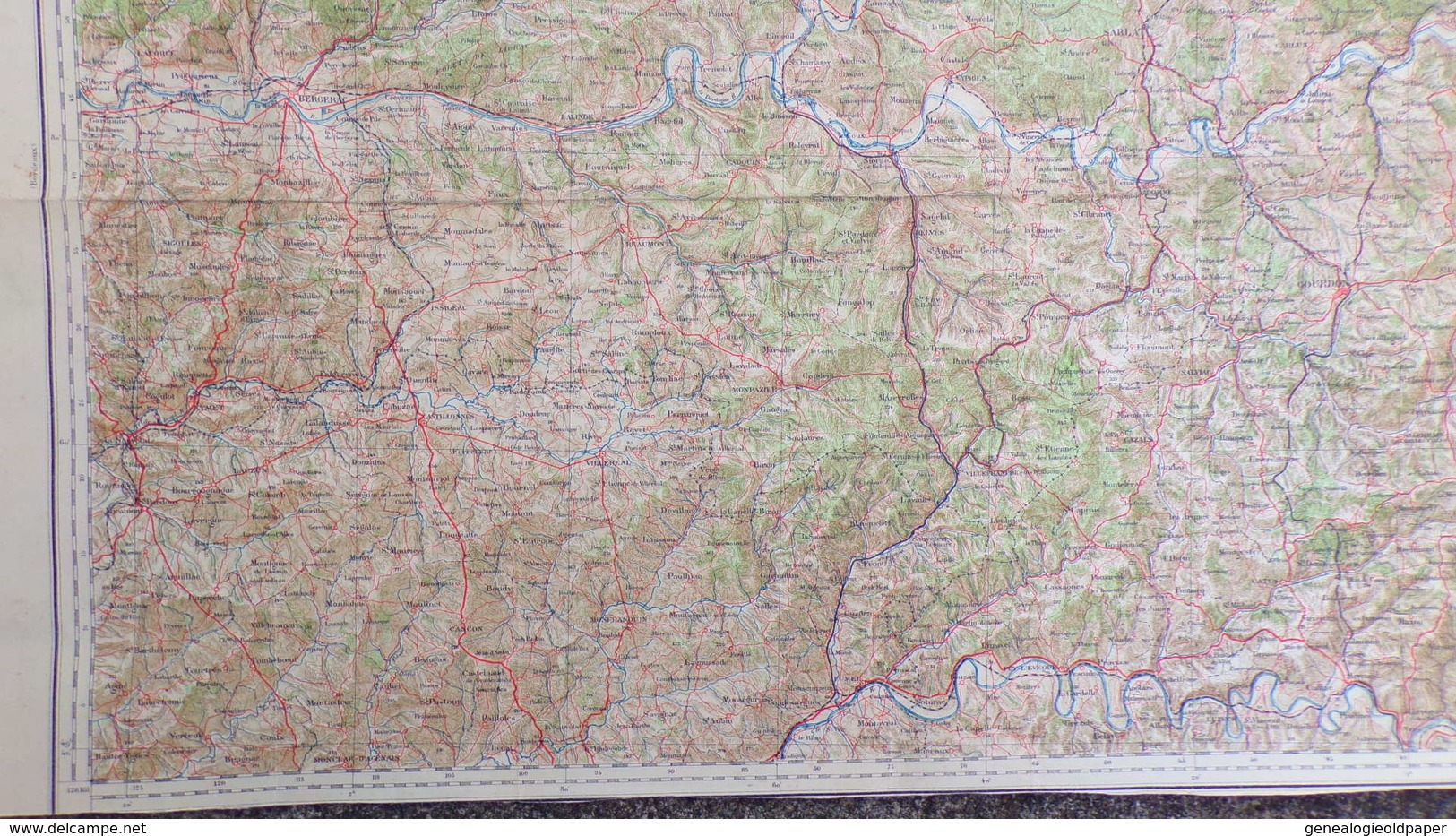24- RARE CARTE 1909- LALINDE- BERGERAC-MUSSIDAN-LE BUISSON-EYMET-TERRASSON-GOURDON-FUMEL-VILLEREAL-ISSIGEAC - Topographische Kaarten