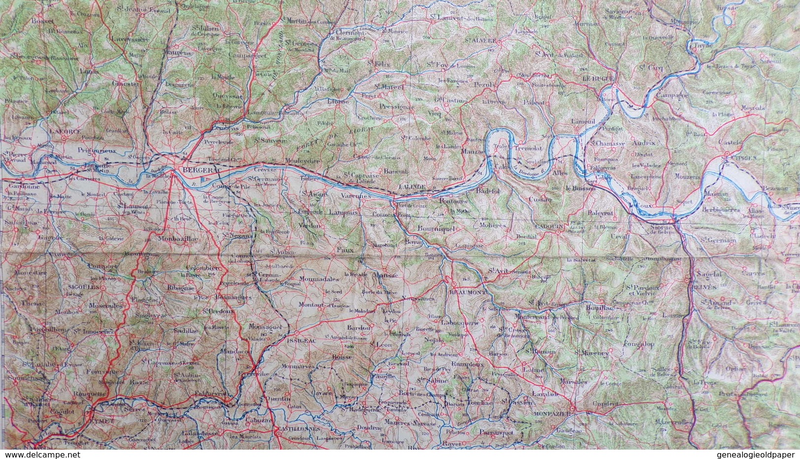 24- RARE CARTE 1909- LALINDE- BERGERAC-MUSSIDAN-LE BUISSON-EYMET-TERRASSON-GOURDON-FUMEL-VILLEREAL-ISSIGEAC - Topographical Maps