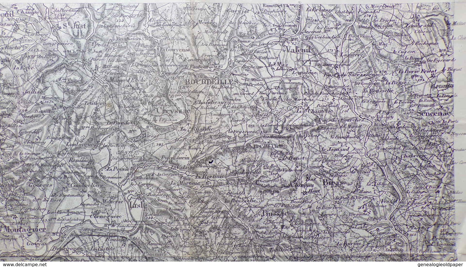 24- RARE CARTE 1909- RIBERAC-DOUCHAPT-ALLEMANS-CHAPDEUIL-MARSAC-SAINT AQUILIN-BOURDEILLES-MENSIGNAC-SIORAC-LUSIGNAC - Cartes Topographiques