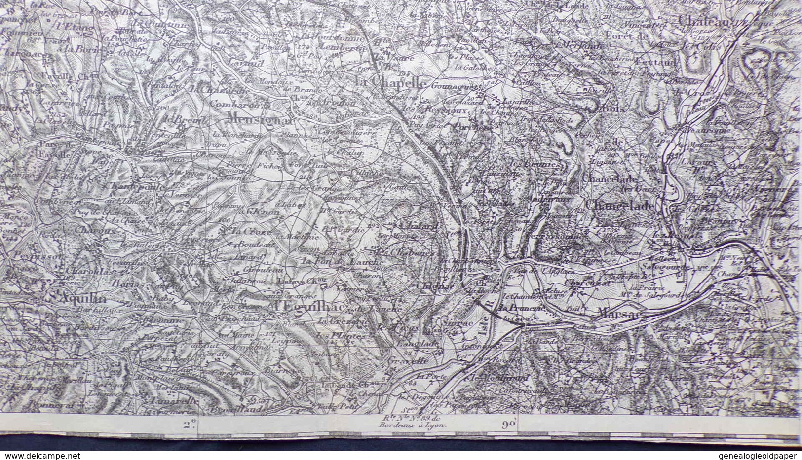 24- RARE CARTE 1909- RIBERAC-DOUCHAPT-ALLEMANS-CHAPDEUIL-MARSAC-SAINT AQUILIN-BOURDEILLES-MENSIGNAC-SIORAC-LUSIGNAC - Mapas Topográficas