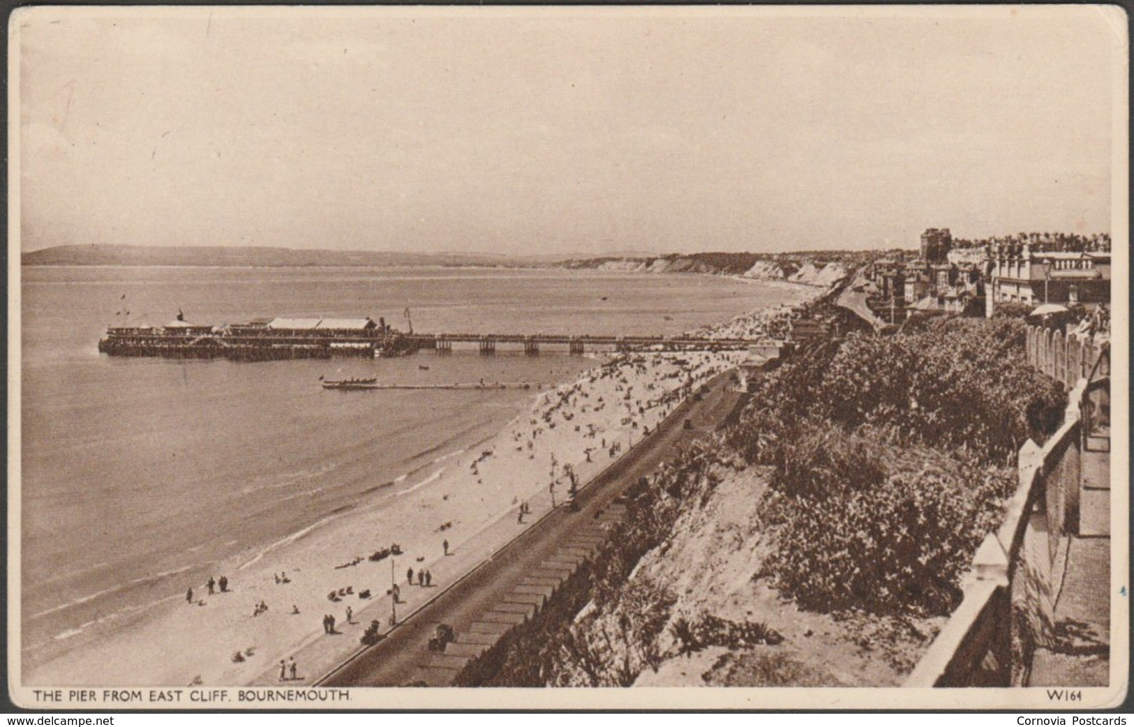 The Pier From East Cliff, Bournemouth, Hampshire, C.1940s - Wade's Postcard - Bournemouth (until 1972)