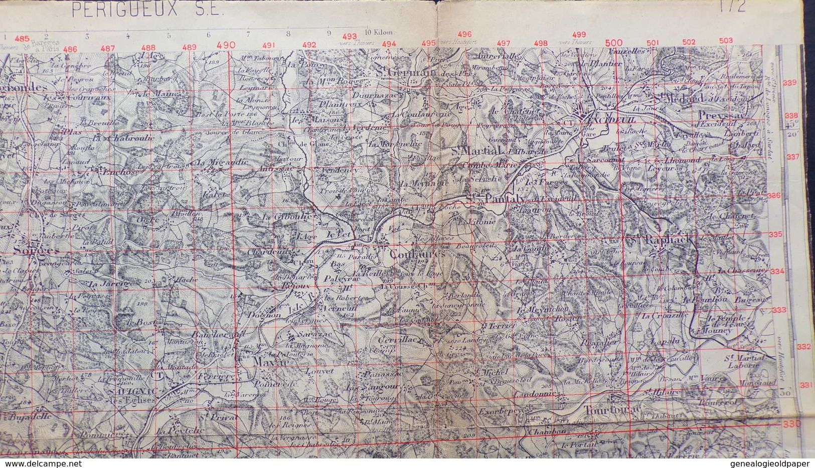 24- RARE CARTE 1909- PERIGUEUX-TRELISSAC-BASSILLAC-CUBJAC-BROUCHAUD-SAVIGNAC-EXCIDEUIL-NEGRONDES-AGONAC-CORNILLE-SARLIAC - Mapas Topográficas