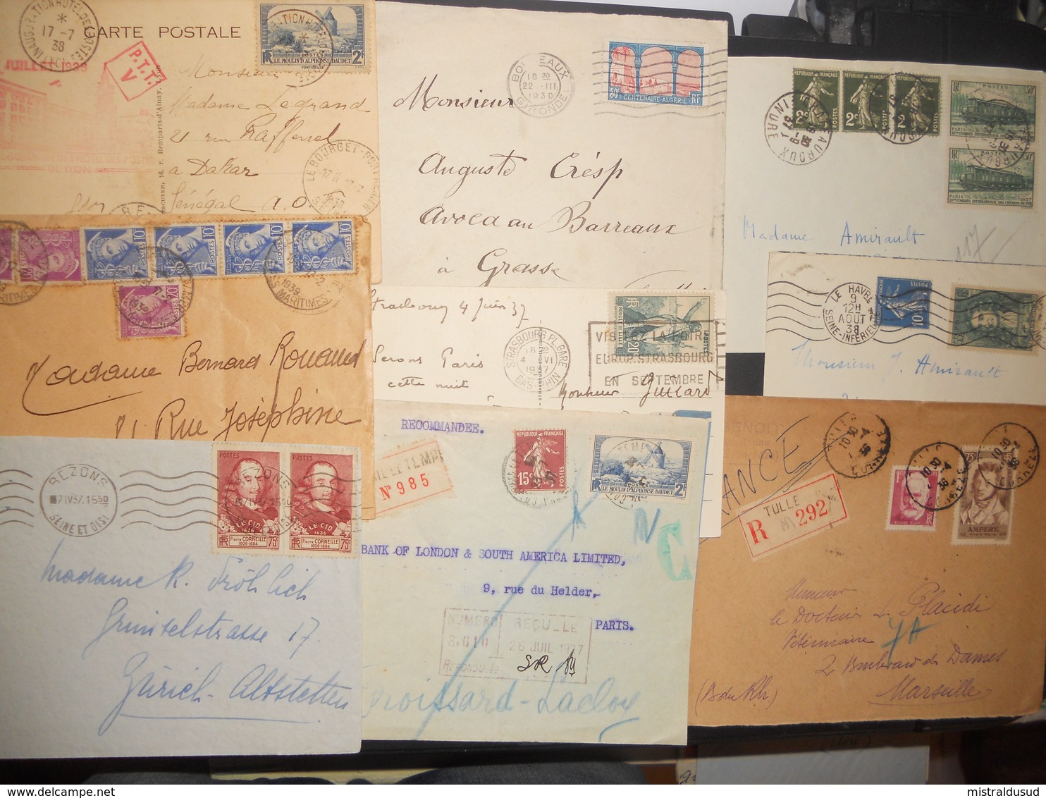 France Collection , Lot De 15 Lettres, Carte Annees 30 Et Un Devant (recommande De Verdun ) De Jolis Affranchissements - Collezioni