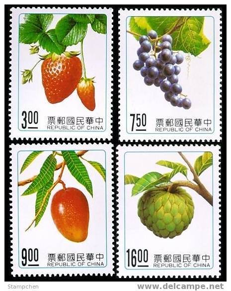 1991 Taiwan Fruit Stamps Strawberry Grape Mango Sugar Apple - Agriculture