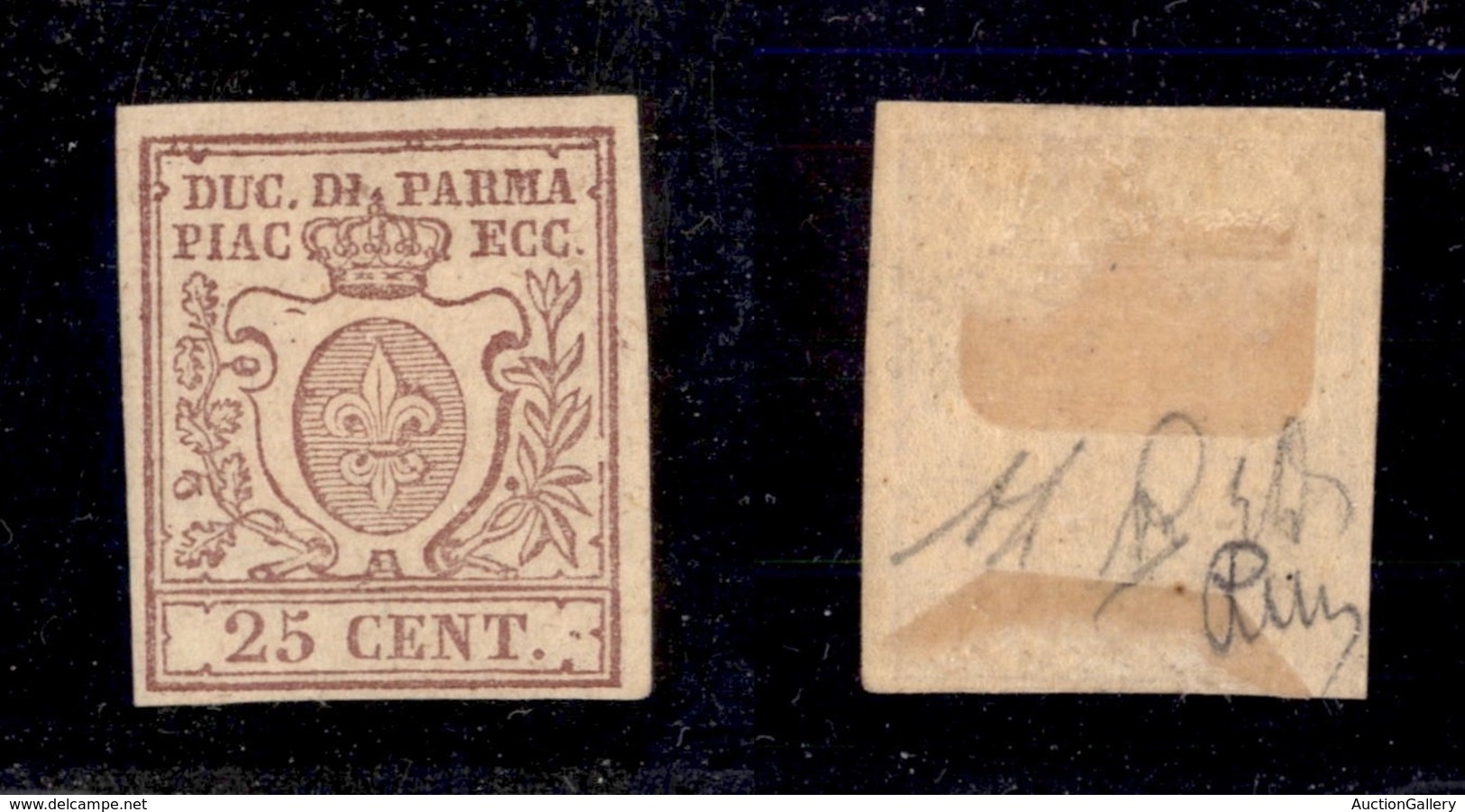 0041 ANTICHI STATI - PARMA - 1857 - 25 Cent (10) Ben Marginato - Diena (1.500) - Andere & Zonder Classificatie