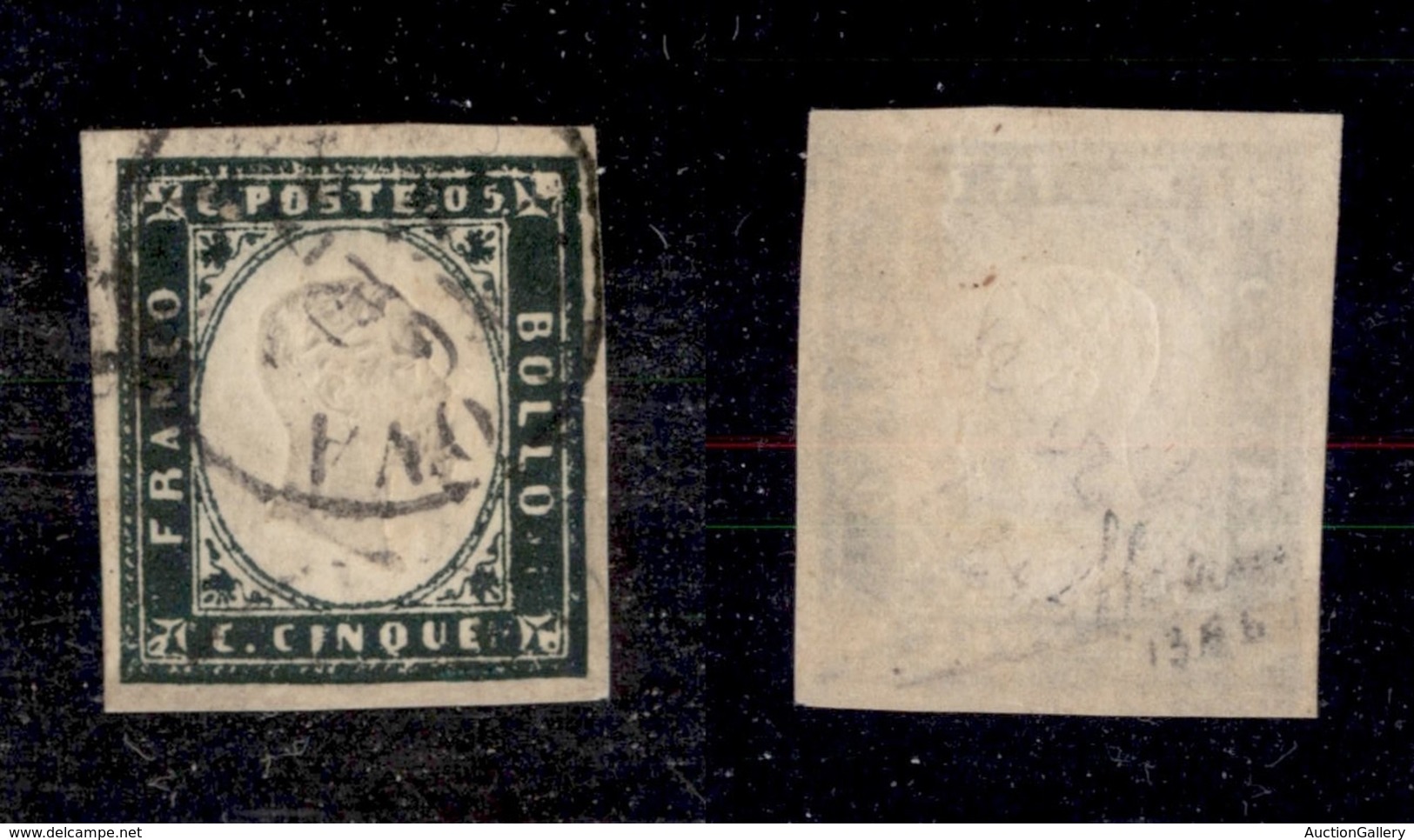 0069 ANTICHI STATI - SARDEGNA - 1857 - 5 Cent (13Ab) - Ottimi Margini - Sorani (1.400) - Other & Unclassified