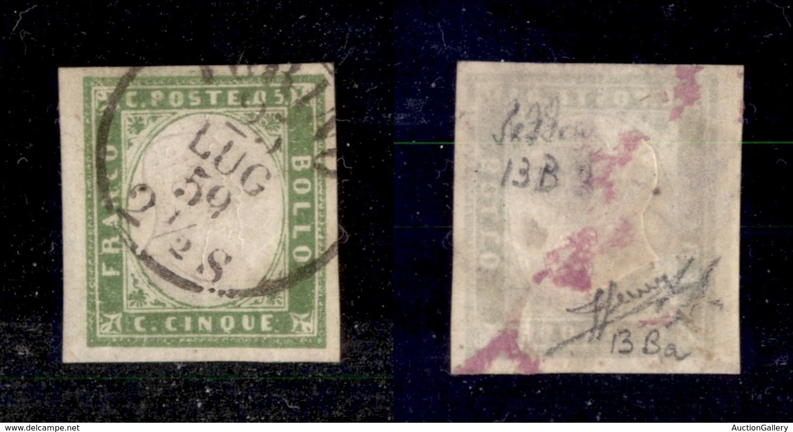 0070 ANTICHI STATI - SARDEGNA - 1858 - 5 Cent (13Ba) - Ottimi Margini - Sorani (400) - Other & Unclassified